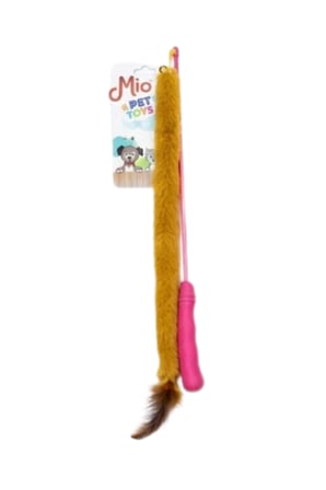 Peluşlu Tüylü Kedi Olta Oyuncağı Pembe
