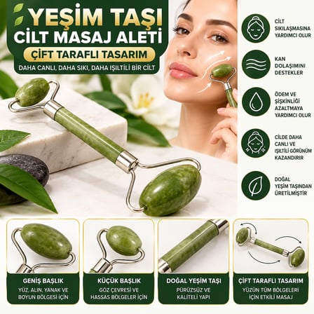 Yeşim Taşı Çift Taraflı Cilt Masaj Aleti