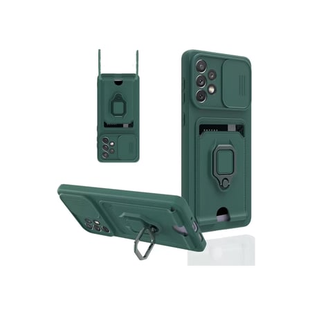 Samsung Uyumlu Galaxy A53 5G Kılıf Zuma Kartvizitli Yüzüklü Silikon - Yeşil