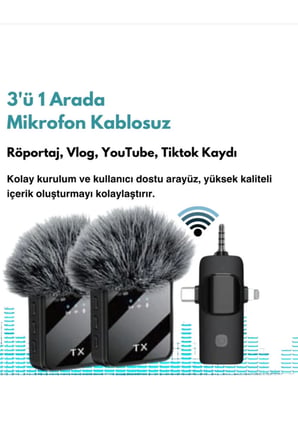 F11 Yüksek Kalite Profesyonel 3 In 1 Kablosuz Taşınabilir Yaka Mikrofonu Tüylü