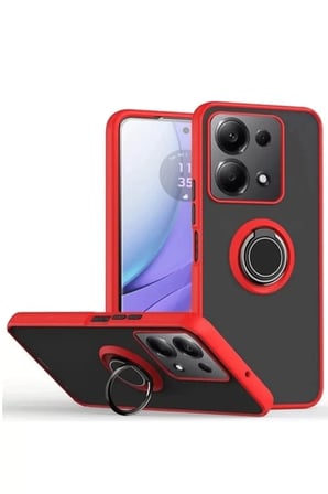 Xiaomi Uyumlu Redmi Note 13 Pro 5G Kılıf Montreal Yüzüklü Silikon Kapak - Kırmızı