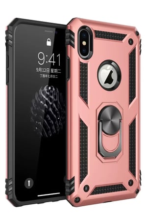 Apple iPhone XS Max Kılıf Sofya Yüzüklü Silikon Kapak - Rose