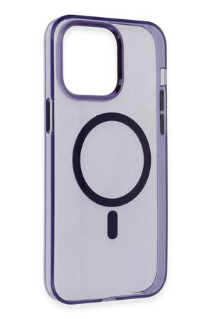 Apple iPhone 14 Pro Max Kılıf Tron Şeffaf Magsafe Kapak - Derin Mor