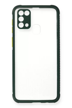 Samsung Galaxy M31 Kılıf Miami Şeffaf Silikon - Koyu Yeşil