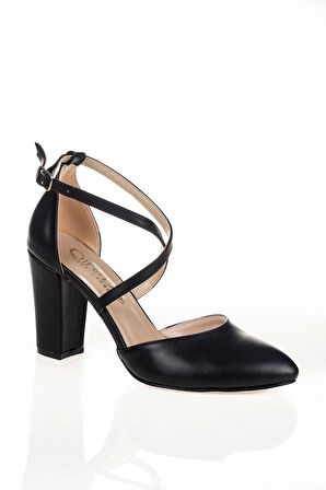 Siyah Cilt Topuklu Kadın Klasik Ayakkabı Kadın Topuklu Abiye Ayakkabı Şık Gece Ayakkabısı