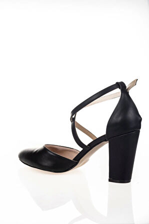 Siyah Cilt Topuklu Kadın Klasik Ayakkabı Kadın Topuklu Abiye Ayakkabı Şık Gece Ayakkabısı