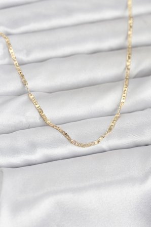CM 14K Gold Renk Yassı Zincir Model 60 cm Kadın Kolye