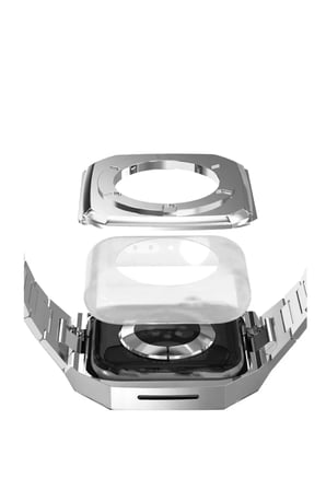 Apple Uyumlu Watch 45mm Metal Petek Kasalı Kordon - Gümüş