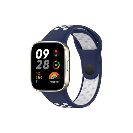 Xiaomi Uyumlu Redmi Watch 3 Spor Delikli Kordon - Lacivert-Beyaz