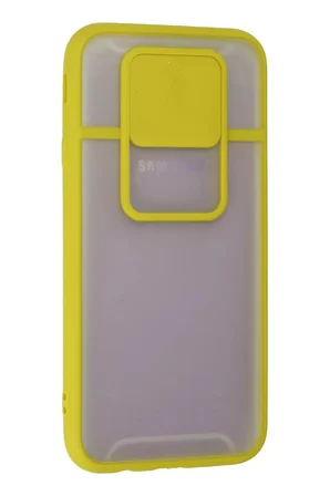 Samsung Galaxy J7 Pro / J730 Kılıf Palm Buzlu Kamera Sürgülü Silikon - Sarı