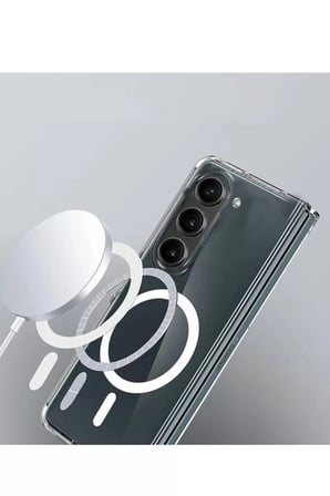 Samsung Uyumlu Galaxy Z Fold 6 Kılıf Magneticsafe Şeffaf Silikon - Şeffaf