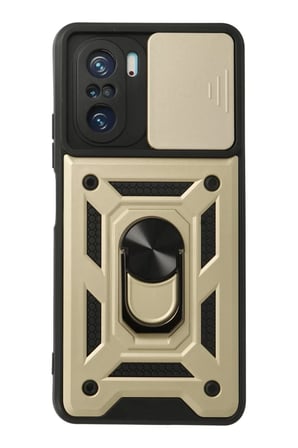 Xiaomi Poco F3 Kılıf Pars Lens Yüzüklü Silikon - Gold