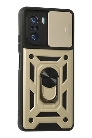 Xiaomi Poco F3 Kılıf Pars Lens Yüzüklü Silikon - Gold