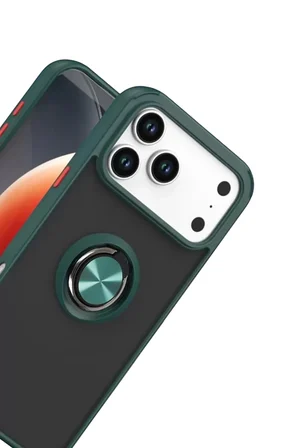 Apple iPhone 17 Pro Max Montreal Yüzüklü Silikon Kapak - Yeşil