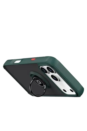 Apple iPhone 17 Pro Max Montreal Yüzüklü Silikon Kapak - Yeşil