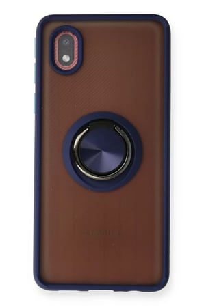 Samsung Galaxy A01 Core Kılıf Montreal Yüzüklü Silikon Kapak - Lacivert