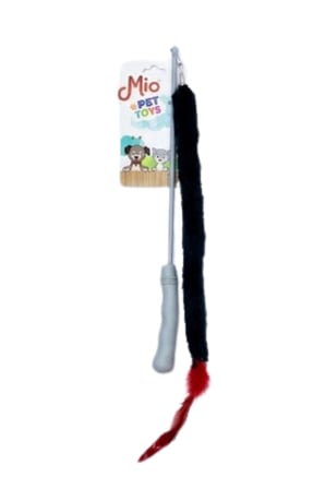Peluşlu Tüylü Kedi Olta Oyuncağı Gri