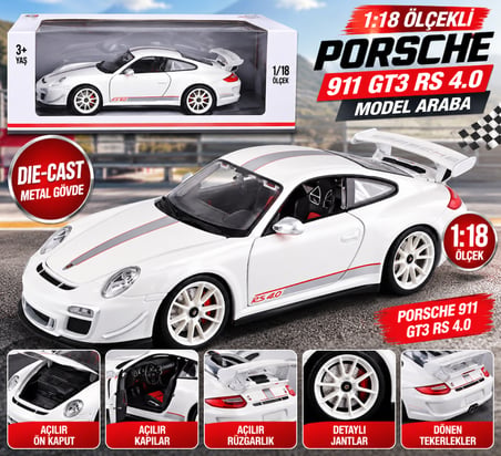 1:18 911 GT3 RS 4.0 Beyaz Model Araba