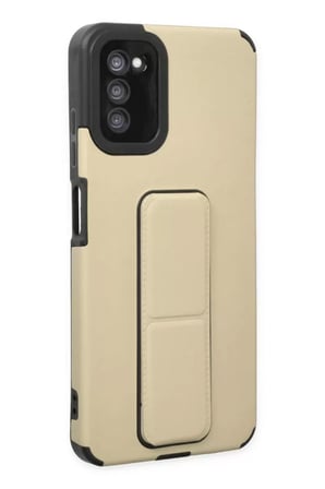 Samsung Galaxy A03S Kılıf Mega Standlı Silikon - Gold