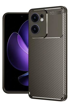 Oppo Reno 13F Kılıf Auto Focus Karbon Kapak - Kahverengi