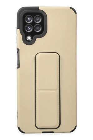 Samsung Uyumlu Galaxy A22 Kılıf Mega Standlı Silikon - Gold