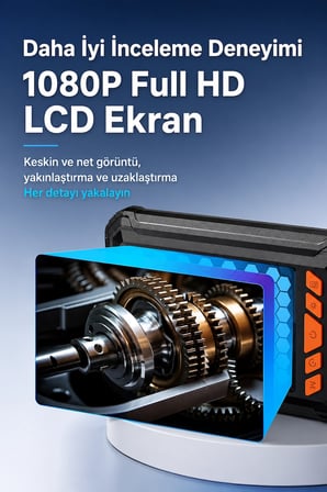 10 Metre Tek Kameralı Endoskop Kamera 1080P HD LED Aydınlatmalı Sert Kablolu Yeni