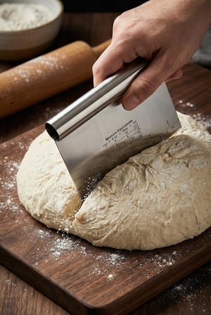 Paslanmaz Çelik Ölçü Rehberli Hamur Kesici & Hamur Şekillendirici Spatula (11x14 cm)