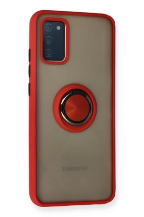 Samsung Galaxy A02S Kılıf Montreal Yüzüklü Silikon Kapak - Kırmızı