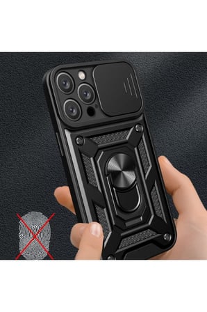 Apple Uyumlu iPhone 16 Pro Kılıf Pars Lens Yüzüklü Silikon - Gold