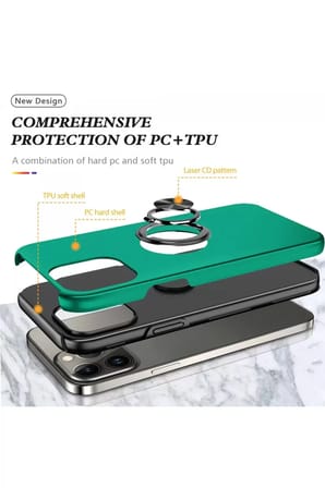 Apple iPhone 13 Pro Max Kılıf Elit Yüzüklü Kapak - Yeşil