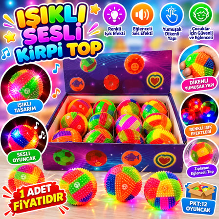 CAN-3425 Işıklı Sesli Kirpi Top PKT:12 Oyuncak 1 Adet Fiyatıdır
