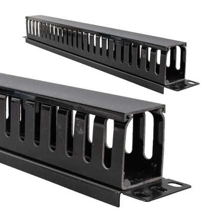 TD-L801-12 19’’ 1U Rack Kabin Yatay Kablo Düzenleyici Kapaklı Kanal Yandan Geçişli