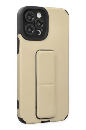 Apple Uyumlu iPhone 12 Pro Max Kılıf Mega Standlı Silikon - Gold