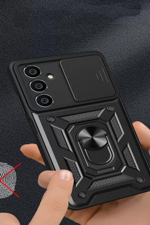 Samsung Galaxy A15 4G Kılıf Pars Lens Yüzüklü Silikon - Yeşil