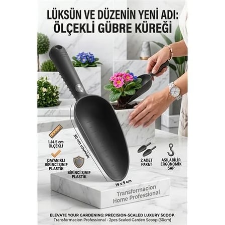 2'li Set Ölçekli Bahçe Küreği, Çok Amaçlı Toprak Gübre Mama Aktarma Kaşığı 719820