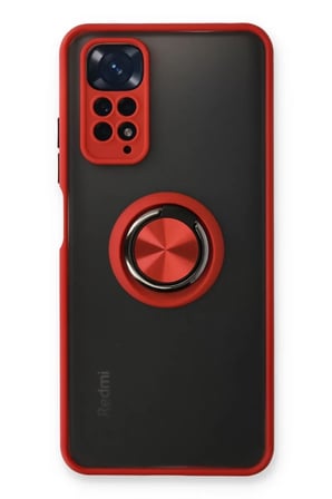 Xiaomi Redmi Note 11 Kılıf Montreal Yüzüklü Silikon Kapak - Kırmızı