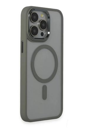 Apple iPhone 15 Pro Max Kılıf Room Magneticsafe Silikon - Gri