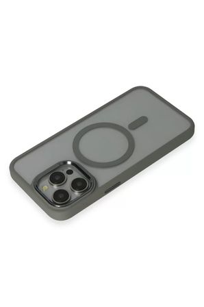 Apple iPhone 15 Pro Max Kılıf Room Magneticsafe Silikon - Gri