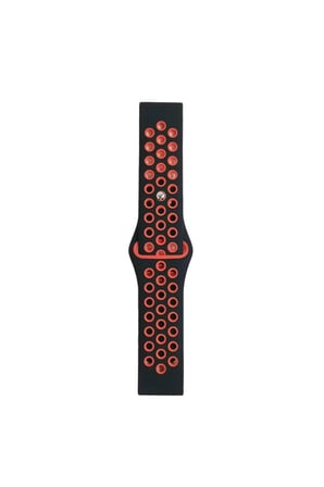 Watch 20mm Spor Delikli Kordon - Siyah-Kırmızı