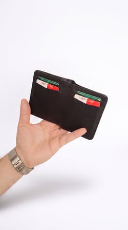Erkek Hakiki Deri Mıknatıslı Dikey Çok Bölmeli Kartlık Para Bölmeli Cüzdan