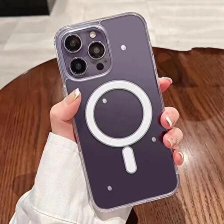 Hayalet Cam Hediyei iPhone 12 Pro Max Magsafe Şeffaf Tam Koruma Kılıf