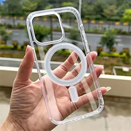 Hayalet Cam Hediyei iPhone 12 Pro Max Magsafe Şeffaf Tam Koruma Kılıf