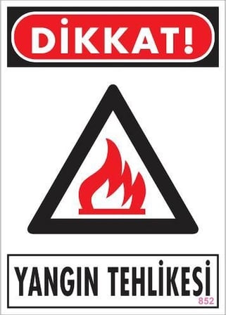 Mey İthalat Dikkat Yangın Tehlikesi Uyarı Levhası 25x35 KOD:852