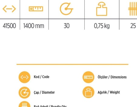 Mey İthalat YKS 41500 Tırmık Sapı 140 cm