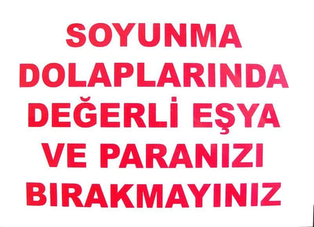 Mey İthalat Soyunma Dolabı Uyarı Levhası 25x35 KOD: 440