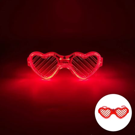 Mey İthalat Kırmızı LED Işıklı Kalp Gözlük – 3 Modlu Parti & Glow Gözlüğü