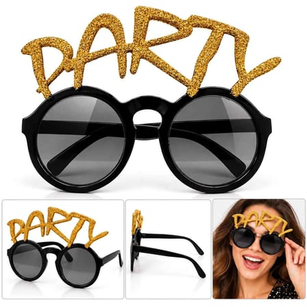 Mey İthalat Altın Simli PARTY Yazılı Parti Gözlüğü