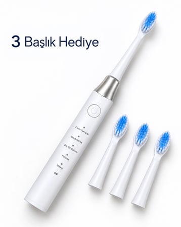 Mey İthalat Değiştirilebilir Başlıklı Beyaz Elektrikli Diş Fırçası 5 Mod ve 3 Yedek Başlık