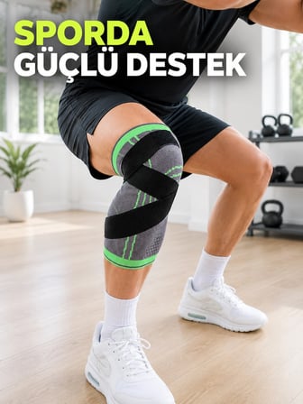 Mey İthalat Örme Sporcu Dizliği Ayarlanabilir Çapraz Destek Bantlı Esnek Diz Koruyucu