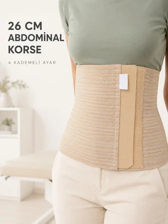 Mey İthalat Abdominal Doğum Sonrası Korse 26 cm Geniş 4 Kademeli Cırtlı Ayarlanabilir